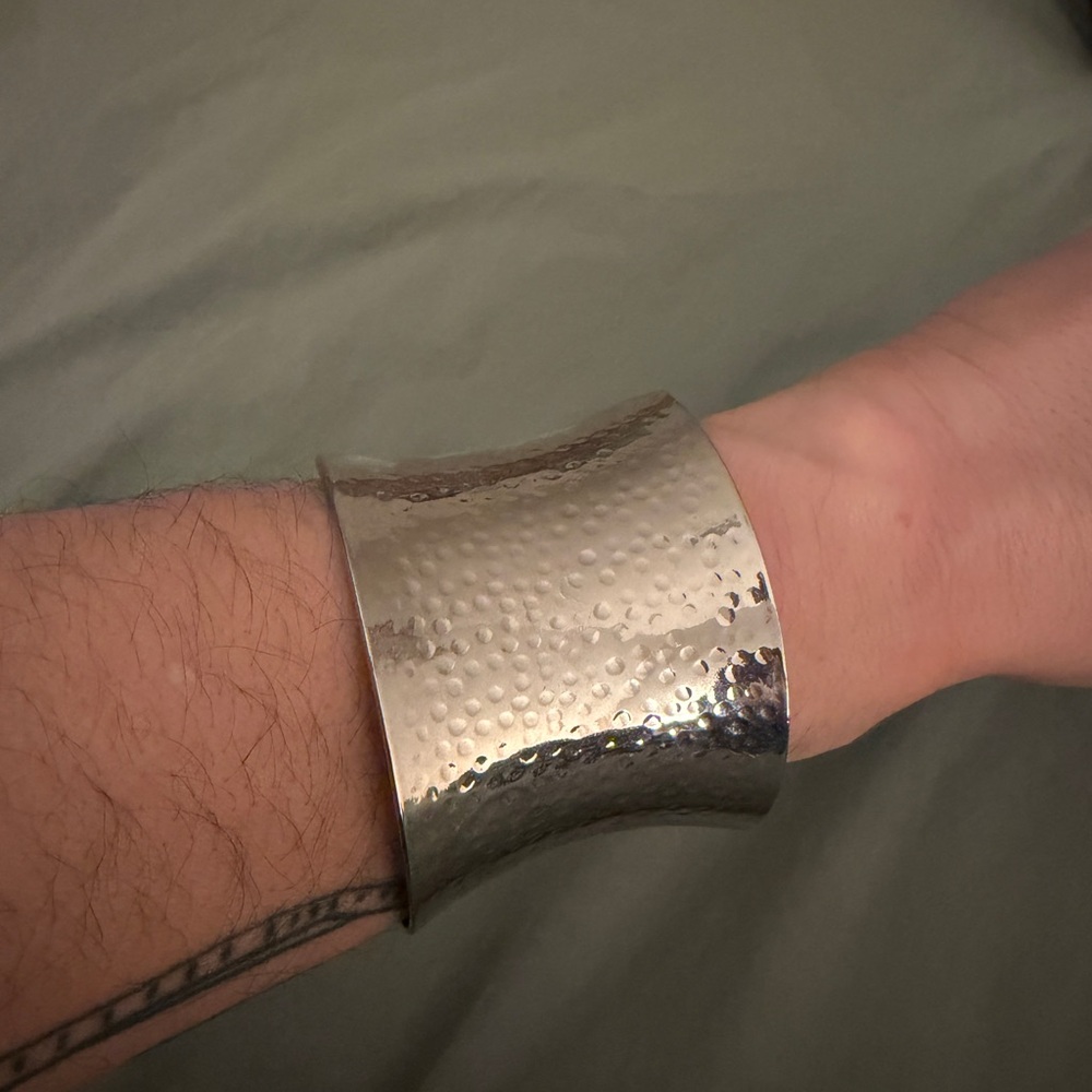 Silver Hammered Cuff Bracelet